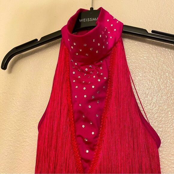 Weissman Dance costume hot pink sassy fringe dress Spice Up Your Life 14130 XLC - Picture 3 of 14